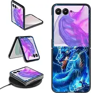 for Motorola Moto Razr 2024 Phone Case for Moto Razr 50 Case for Women Men Slim Hard PC Thin Lightweight Wireless Charging Shookproof Protection Flip Cover Case for Moto Razr 2024,Chinese Cool Dragon