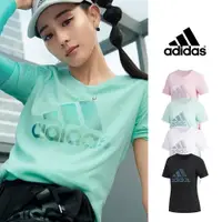 在飛比找蝦皮商城優惠-Adidas 黑/白/綠/粉 短袖T恤 女款 純棉 合身 透