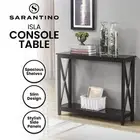 Sarantino Isla X-Frame Console Table in Black Hallway Table with Bottom Shelf