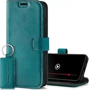 [SURAZO] Mobile Phone Case for Samsung Galaxy S24 FE Leather - Foldable Genuine Leather Protective Case [Magnet, Card Slot, RFID Protection, Stand Function] Flip Wallet Case Cover Leather Case