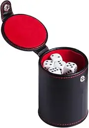 TOYANDONA PU Leather Dice Cup Double Layer Dice Storage Holder Bar Party Family Dice Game with 5Pcs Dices for Funny KTV Game Supplies Assorted Color