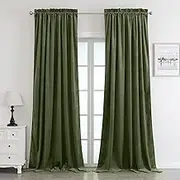 Benedeco Blackout Emerald Green Velvet Curtains for Bedroom Window, Light Filtering Drapes for Living Room Darkening Soundproof Thermal Curtain Rod Pocket 52 x 96 inches Long Length Set of 2 Panels