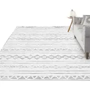Modern Rug Fluffy Geometric Washable Non-slip Carpet for Living Room-Q