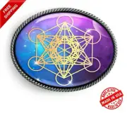 Sacred Geometry Belt Buckle - Metatron's Cube Symbol Handmade Buckle - 37