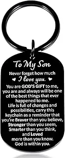 [KINMES] Son Gifts from Mom Dad To My Son Keychain Gifts for Teens Kids Inspirational Gifts for Son Stepson Son in Law Christmas Stocking Stuffers for Boys Graduation Back to School Birthday Gift Ideas for