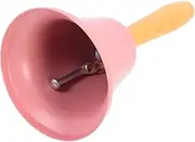 MAGICLULU Hand Call Bells with Wooden Handle Loud Hand Bell Service Bell Christmas Metal Bell Vintage Hand Bell Xmas Hand Call Bell Christmas Bell Decor for Christmas School Service (Pink)