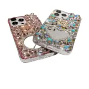 For Iphone 15 Diamond Mirror Bunny Handmade Pc Phone Case