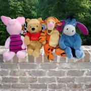 Beanies - Disney - 1997 Disney Bean Bag Pooh Bear and Gang Set - New - Mint Tags