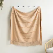 Renee Taylor Cambridge 130x170cm Cotton Slub Tufted Throw Sofa/Bed Blanket Tan