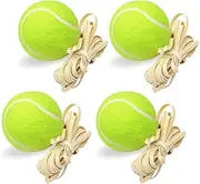 4 x Tennis Trainer Balls with Elastic Band Rebound, Single Solo One Person Practice Training Tool
