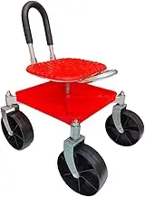 Generic Garden Rolling Work Seat Gardening Weeding Stool Anti Slip with Wheels 360° Rotating for Gardener Planting Car Maintenance, red