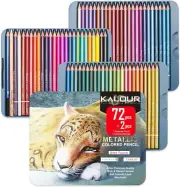 72 PC Metallic Colored Pencils Soft Core Vibrant Color Ideal Drawing Blending
