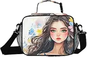 Insulated Lunch Box Anime Woman Florals for Women Men - Ideal for Work, Picnics - Includes Adjustable Shoulder Strap