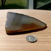 Polished Geode Slab Cut Triangle Slice Gray Agate Crystal White Rock Back 4.75"