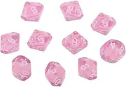 Amagogo Premium Quality D10 Dice Set for RPG and Board Games, Pink, as described