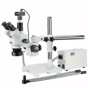 AmScope 3.5X-90X Stereo Microscope +5MP USB Camera +Fiber Optic Y & Ring Lights