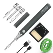 Cordless Soldering Iron Kit Black Metal Electronic Welding Tool Pen with 39985