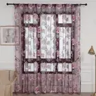 Peony Tulle Curtains for Living Room Floral Window Sheer Curtain (Purple)