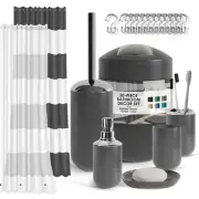 Nestl 20 Piece Bathroom Accessories Set, Gray Bathroom Decor Set