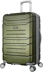 [Olympia U.S.A.] Denmark 3-Piece Expandable Lightweight Suitcase Hardside Luggage Set with Double Spinner Wheels, Multi Grip, Locking System, Olive, 21-inch Carry-On