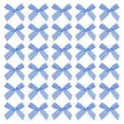 100 Pcs Mini Gingham Ribbon Bows 1.8 Inch Satin Ribbon Bows, Dark Blue White