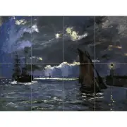 Claude Monet A Seascape Shipping By Moonlight XL Giant Panel Poster (8 Sections)