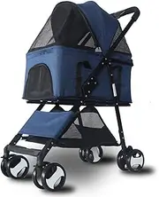 Dog Stroller for Small Medium Dogs Cats, 3Wheel Pet Stroller with Detachable Carrier Storage Basket, Foldable Portable Jogger Pet Gear Puppy Travel Pet Stroller Blue