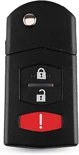 FLJKCT Remote 3 Button Car Key Shell Folding Flip Key Shell,for Mazda 3 5 6 RX-8 MX-5 Miata CX-7 CX-9 05-13