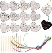 12 Sets Heart Shaped Scratch Paper Cards Hanging Ornaments for Creative Art Scratch Off Crafting Supplies for Classroom Parties and Home Decor