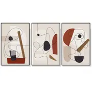 50Cmx70cm Abstract Line Art By Picasso 3 Sets Black Frame Canvas Wall Art