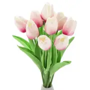 15pcs Tulips Artificial Flowers, Fake Tulip Stems Real Touch (Rose Red)