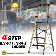 [FOLDING TOOL HOLDER]5ft/4-Step Aluminum Foldable A-Frame Ladder w/Non-Slip Feet