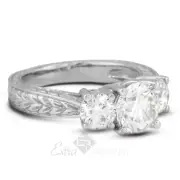 1.16ct D/SI2 Round Natural Diamonds 14kw Gold Vintage Style Three-Stone Ring