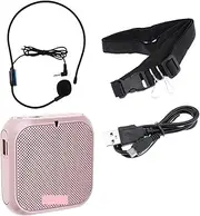 Megaphone Bullhorn K400 Portable Audio Speaker Megaphone Voice Amplifier Loudspeaker Microphone Waist Band Clip Support FM Radio TF MP3 (Color : Pink, Size : 1) Little Surprise