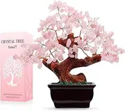 Feng Shui Natural Rose Quartz Crystal Money Tree Bonsai Style Decoration for Wealth and Luck