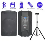 15" Class D Powered Active PA Audio Speaker W/ Universal Adjustable Height Stand