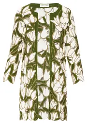 [OSCAR DE LA RENTA] TULIP & LEAVES CROCHET COAT L Green