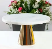 White Marble Top & Gold Base Cake Stand Wedding Party Birthday Baby Shower