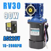 AC220V 90W RV30 Worm Gear Reducer Gearbox Motor Gearmotor CW/CCW W/ Controller