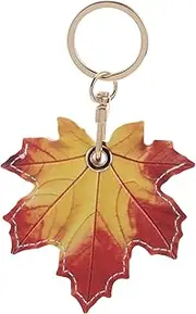 [LIFKOME] Stylish Leaf Leather Key Ring with Access Card Protector Portable Keychain for Keys Wallet and Bag Charm Meticulous Craftsmanship Elegant Design for Everyday Use