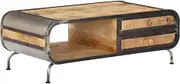 Solid Mango Wood Coffee Table with Storage Compartment, Living Room Center, Modern Tables for Farmhouse Office, 100x50x35 cm