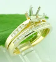 0.40 ct 14k Solid Yellow Gold Semi Mount ladies Natural Diamond Ring Channel Set