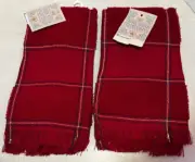 Charles Craft lot of 2 RED Counted Cross Stitch Fingertip Towels 10"x18"