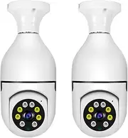 Kcolly Wireless Light Bulb Camera 360 Degree Panoramic Smart High-Clear Light Bulb Camera Light Bulb Supports Local TF Card and Cloud Storage Two-Way Audio Real-Time Chat Automatic