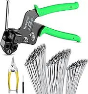 TiesLynqx Cable Tie Gun Kit, Specialized Tool For Tightening And Cutting Stainless Steel Cable Ties, Comes With 150 Pieces Of Uv-Resistant Heavy-Duty Metal zip Ties And Industrial Scissors