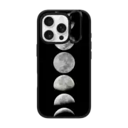 iPhone 16 Pro Impact Ring Stand Case MagSafe Compatible Moon phases. Black and white case