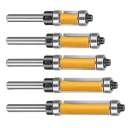 5PCS 1/4" Shank Flush Trim Router Bit Set With top and bottom bearings
