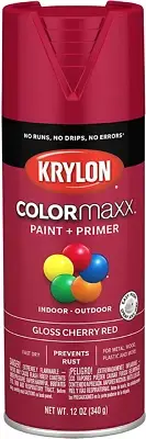 12 Oz K05511007 Cherry Red Colormaxx Paint & Primer Spray Paint, Gloss