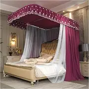 Princess Bed Curtain Canopy for Girls 4 Corner Post Bed Canopy with U-Shaped Bracket Bed Decoration 3 Openings Mosquito Net for King Size Bed and Large Queen Size Be(Size:200×220×210cm,Color