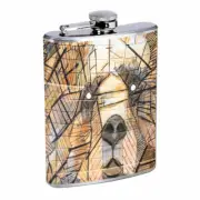Panda Art Em1 8oz Stainless Steel Flask Drinking Whiskey Liquor